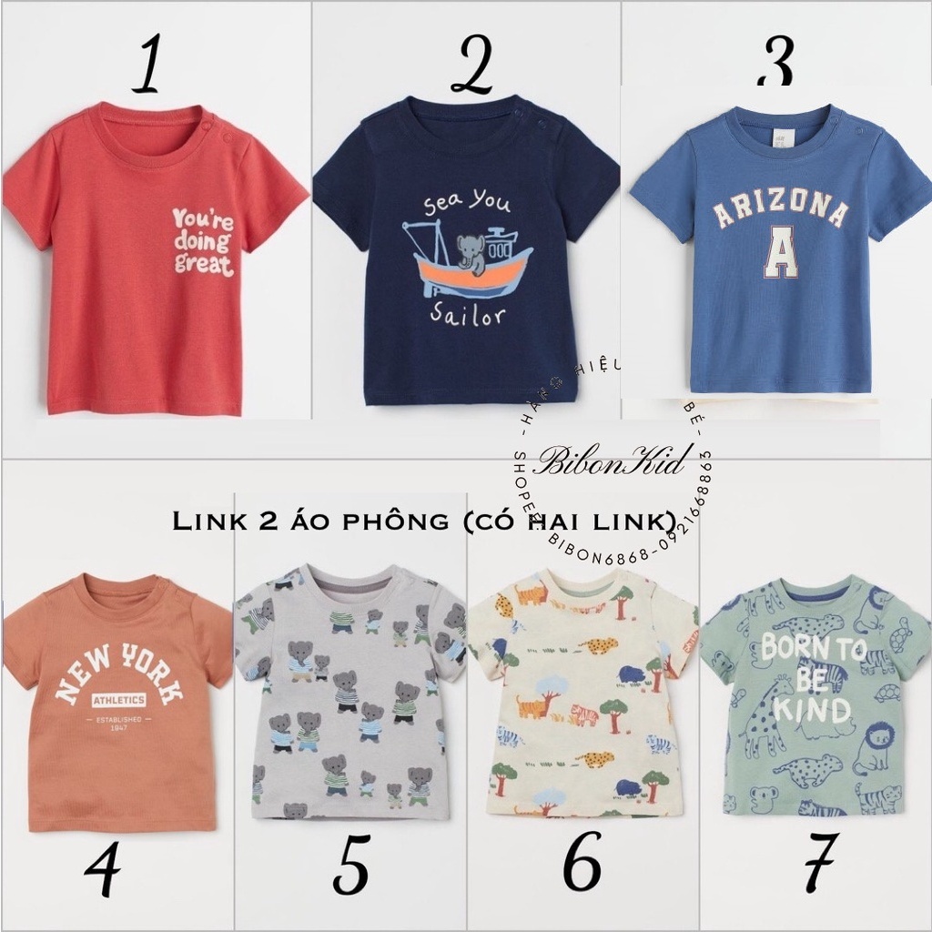 Áo phông HM UK/US/ES size 4-6m đến 3-4y link 2