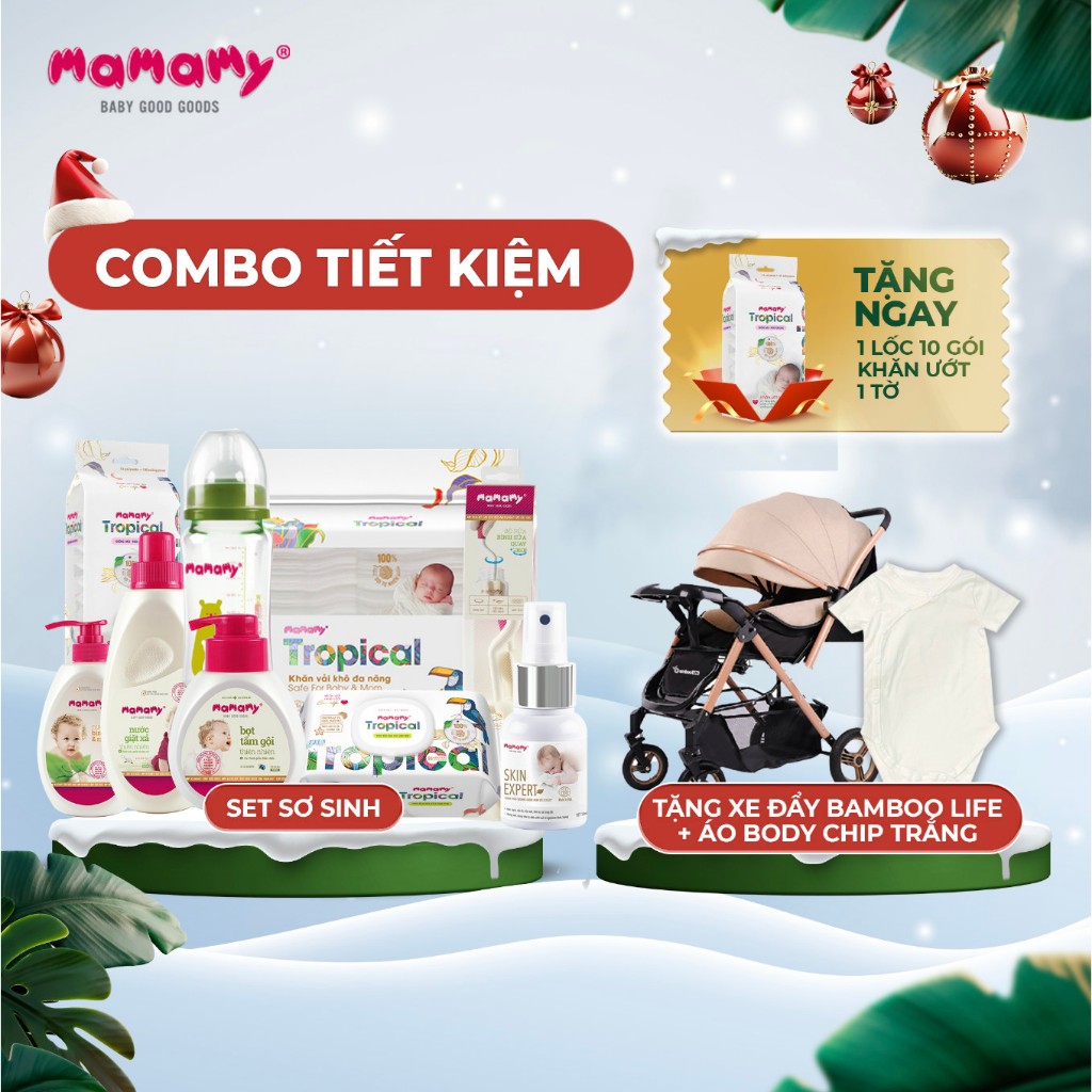 [TẶNG XE ĐẨY BAMBOO LIFE + ÁO BODYCHIP] Set hệ sản phẩm Mamamy dành cho trẻ sơ sinh