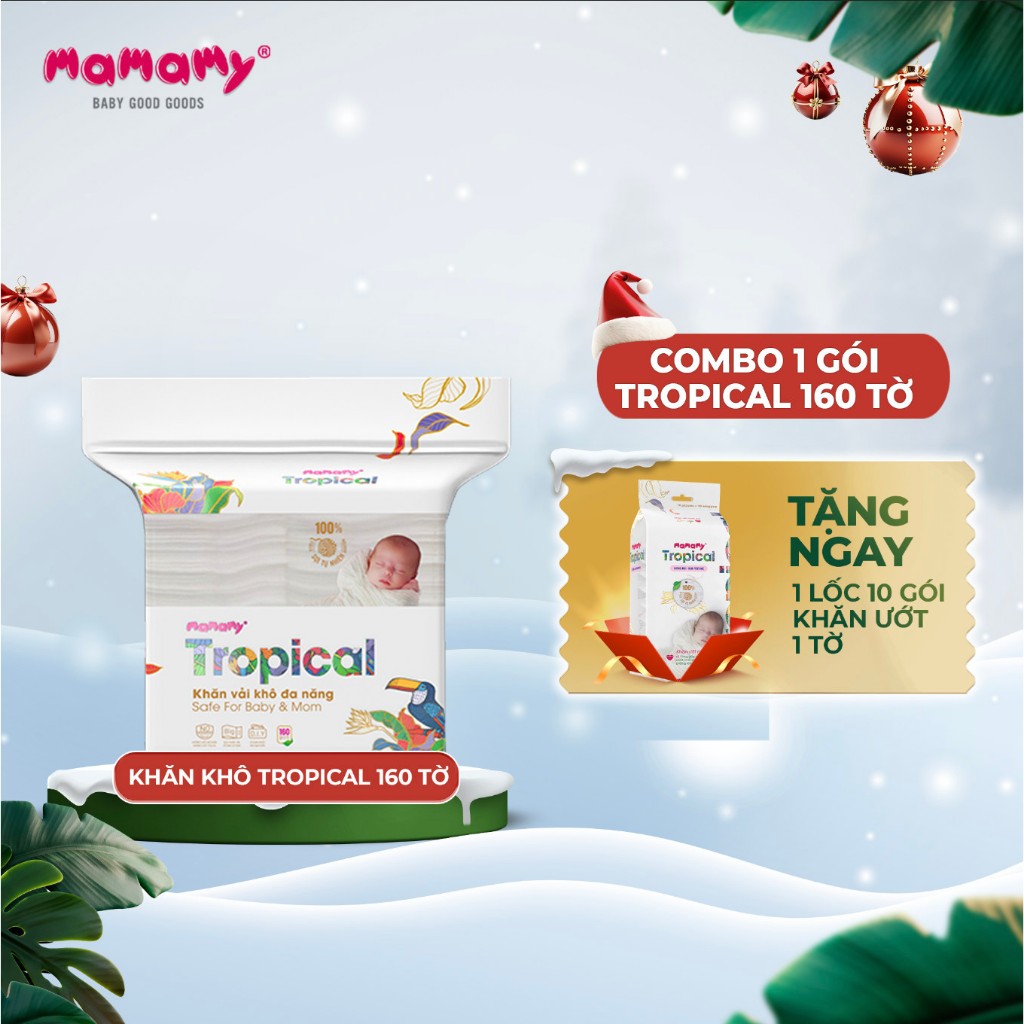 Khăn khô 100% sợi tự nhiên và rayon Mamamy Tropical 160 tờ