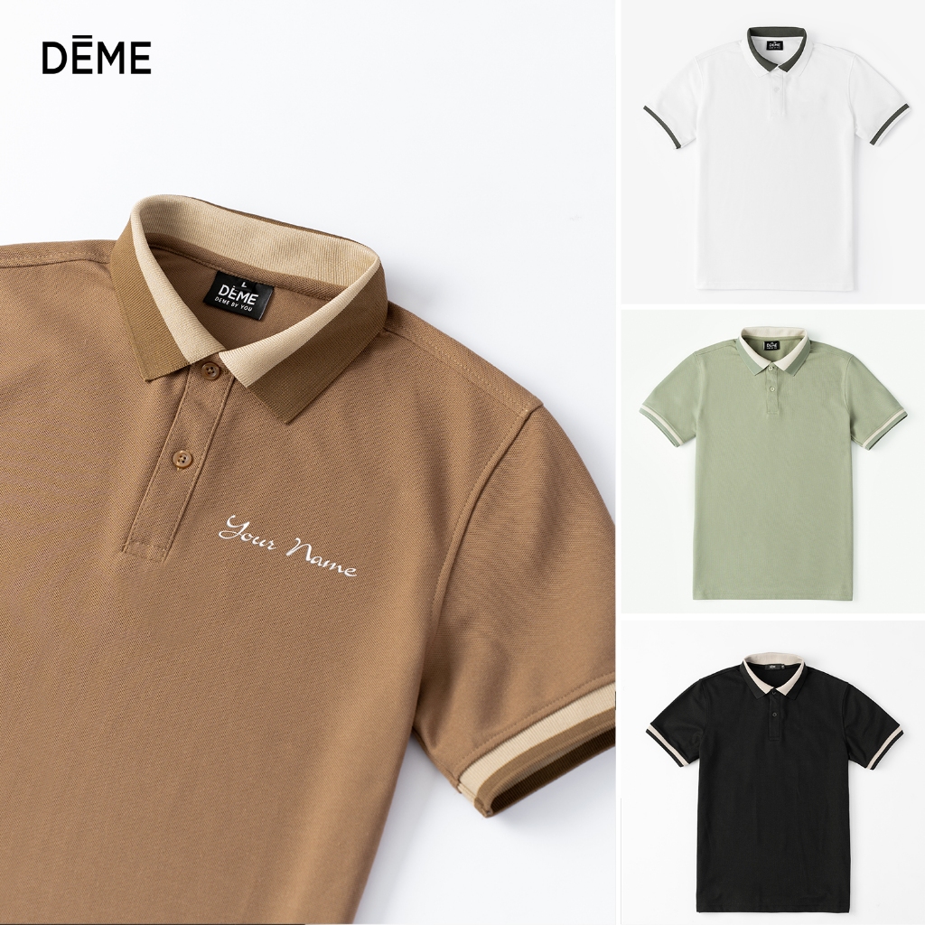Áo Polo Nam Nữ, Áo Polo Thêu Tên Theo Yêu Cầu DEME Chất Vải Cotton Mềm Mịn, Chống Nhăn, Giữ Form Tốt