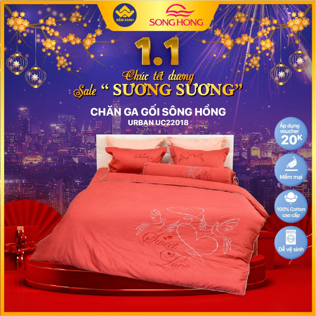 Chăn ga gối sông hồng cao cấp Urban UC22018