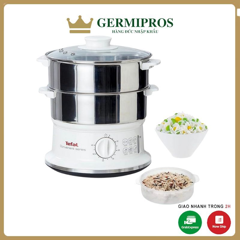 Nồi hấp tự động 2 tầng Tefal VC1451 dung tích 6L, chất liệu thép không gỉ an toàn cho sức khỏe