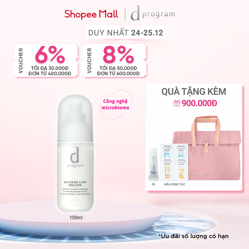 Sữa dưỡng trắng cho da nhạy cảm Dprogram Microbiome Whiteng Clear Emulsion 100ml