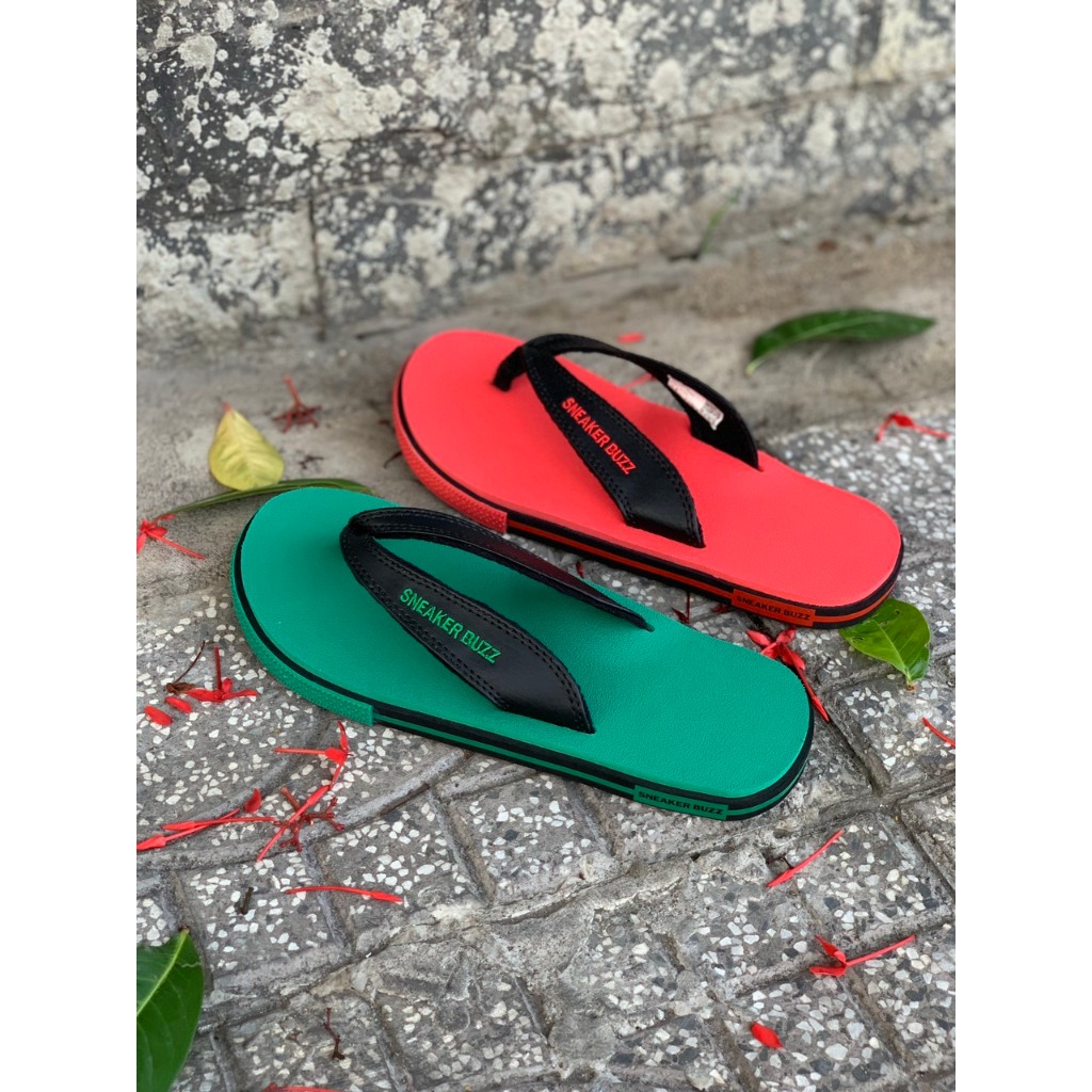 [ 2M Sneaker ] - Dép Sneaker Buzz Đỏ / Xanh Quai Đen Chính Hãng