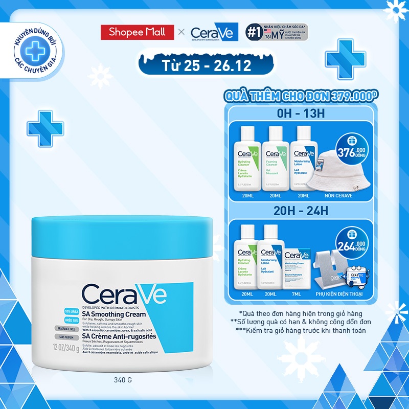 Kem dưỡng ẩm dành cho da nhạy cảm CeraVe SA Smoothing Cream 340g ( HSD 01.02.2025)