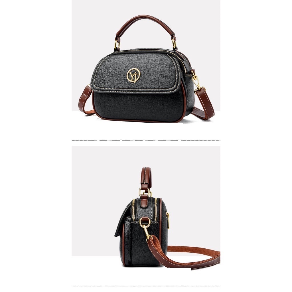 Túi xách nữ đeo chéo thời trang HOKOBI giá rẻ thiết kế khoá móc đen sang chảnh TDC148