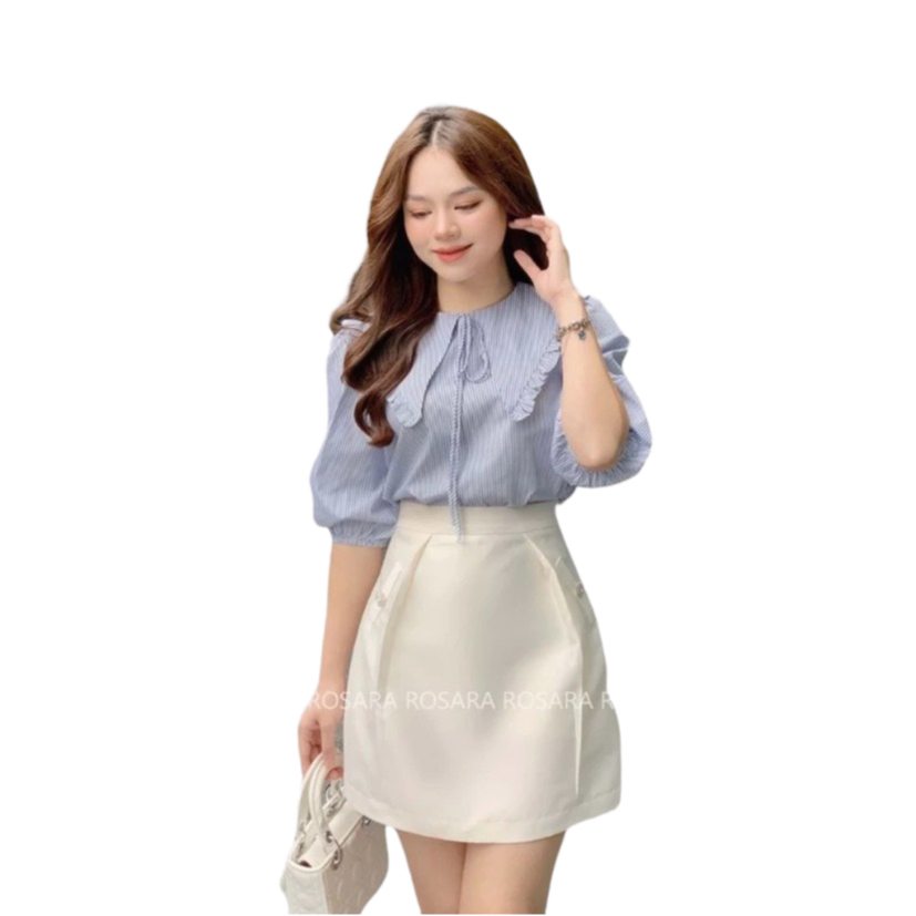 Chân Váy Tafta Màu Kem Dáng Xòe Thời Trang Nữ Rosara CV2 Kem