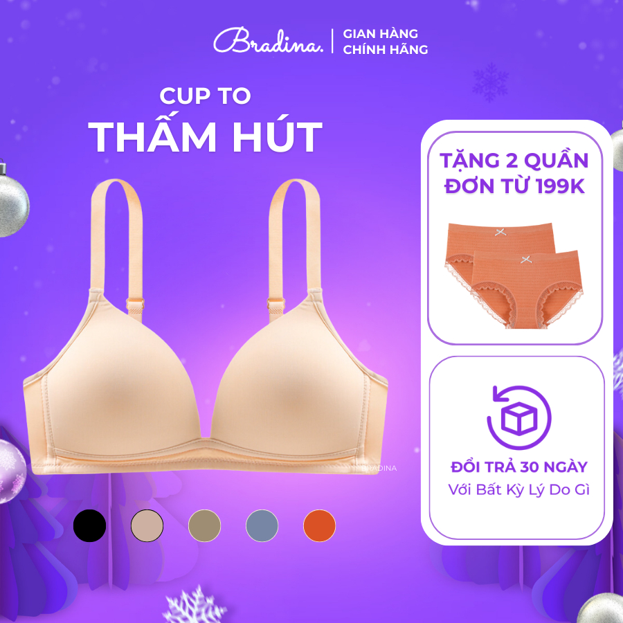 Áo lót không gọng, nâng ngực BRADINA đệm mút mỏng, ôm ngực thoải mái mã ALKG_01