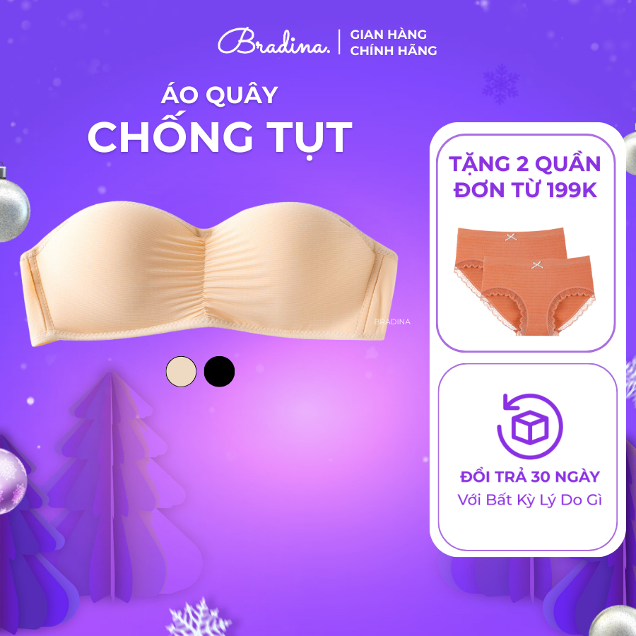 Áo lót cúp ngực chống tụt Bradina AQ2, có kèm dây, đẩy ngực, mặc 2 kiểu cho nữ