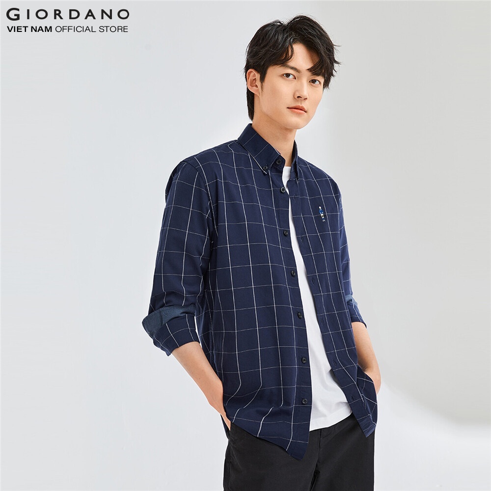 Áo Sơ Mi Oxford Nam Dài Tay Logo Classics Giordano 01042043