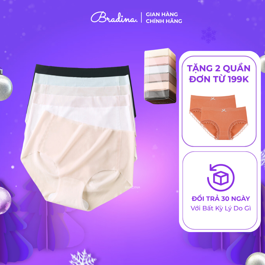 Combo 6 quần lót nữ Bradina chất liệu không đường may su thạch tàng hình, thoáng khí nhiều màu