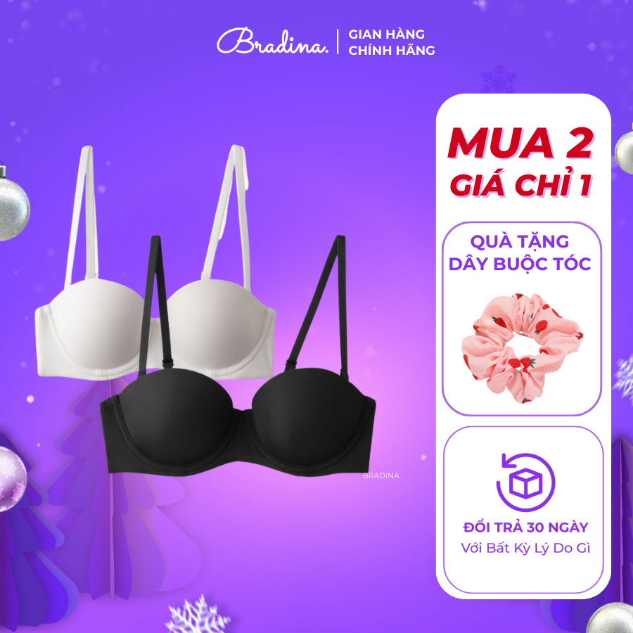Combo 2 Áo lót có gọng đệm vừa Bradina Happy Pushup, cup ngang nâng đỡ vòng 1 siêu tốt cho nữ ALT3
