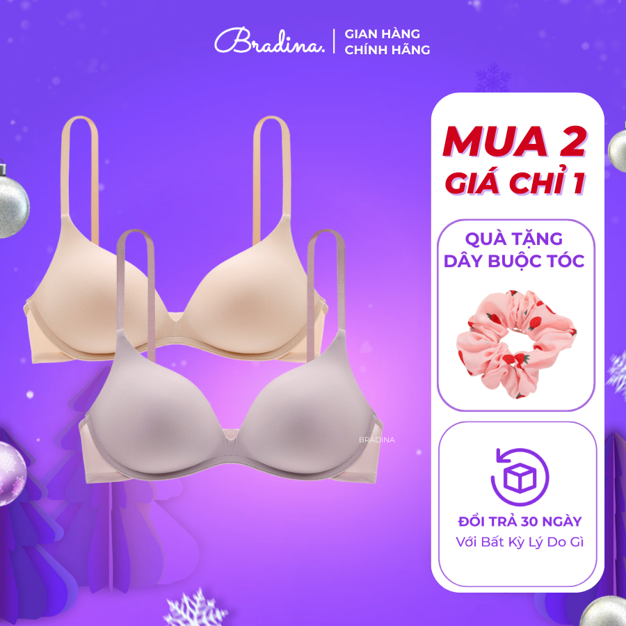 Combo 2 Áo ngực nữ không gọng đệm mỏng Bradina Wireless, nâng nhẹ, tạo khe ngực ALKG02