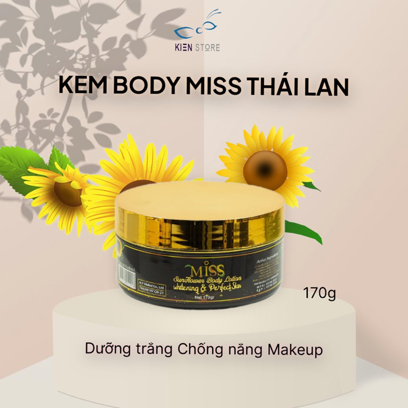 Kem Body Miss Thái Lan Dưỡng Trắng Chống Nắng Makeup Hũ Nhỏ 170g