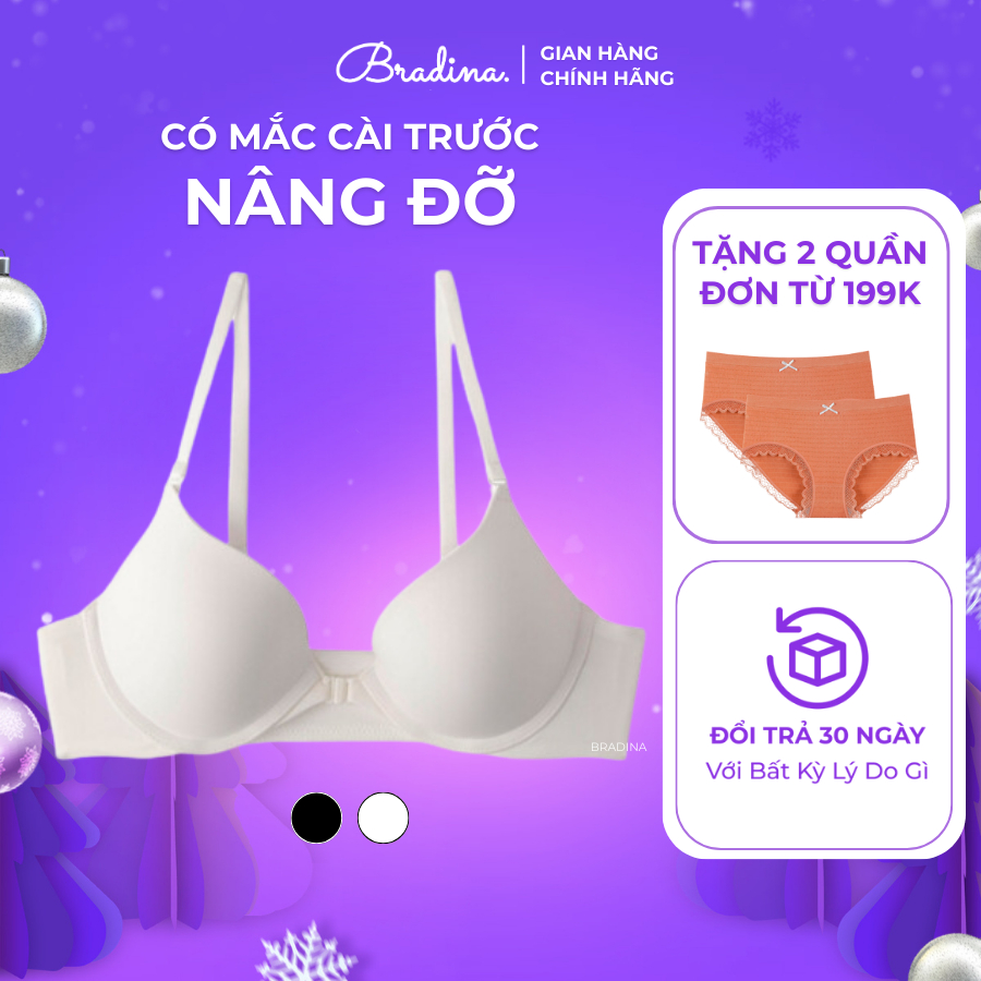 Áo lót cài trước Bradina Pushup, có gọng, ôm form V1, đệm vừa cho nữ ALGT3