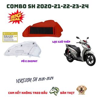 Ốp pô e zhipat + lọc gió thép xe sh 2020, sh 2021, sh 2022, sh2023 trong suốt và khối