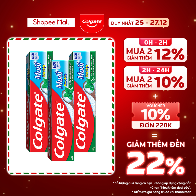 Bộ 3 kem đánh răng Colgate bảo vệ nướu Muối Thảo Dược Herbal Salt 225gx3