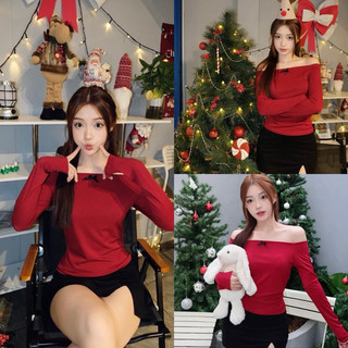 Áo trễ bẹt vai dài tay body mặc tết, áo kiểu vải thun lạnh mát tôn dáng đi tiệc đi chơi - Chou Boutique