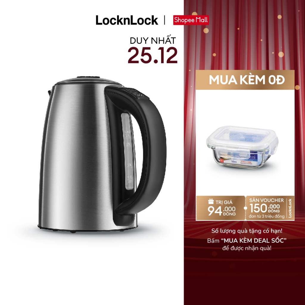 Bình đun siêu tốc Lock&Lock temperature control electric kettle 1.7L EJK136SLV