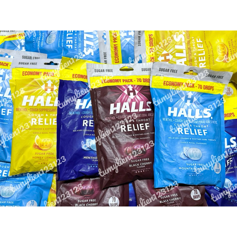 Kẹo ngậm HALLS không đường túi 70 viên - Hàng Mỹ