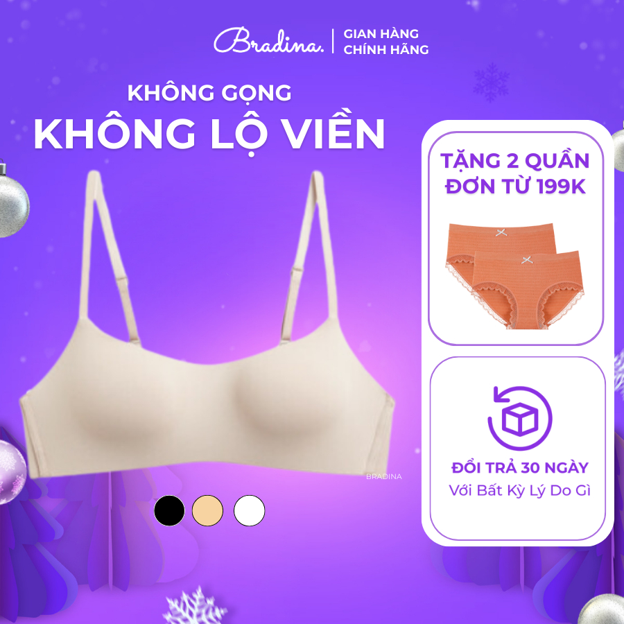 Áo lót không gọng, không lộ viền Pretty Bradina, đệm mỏng, cup áo to, nâng đỡ ngực cho nữ ALKG15