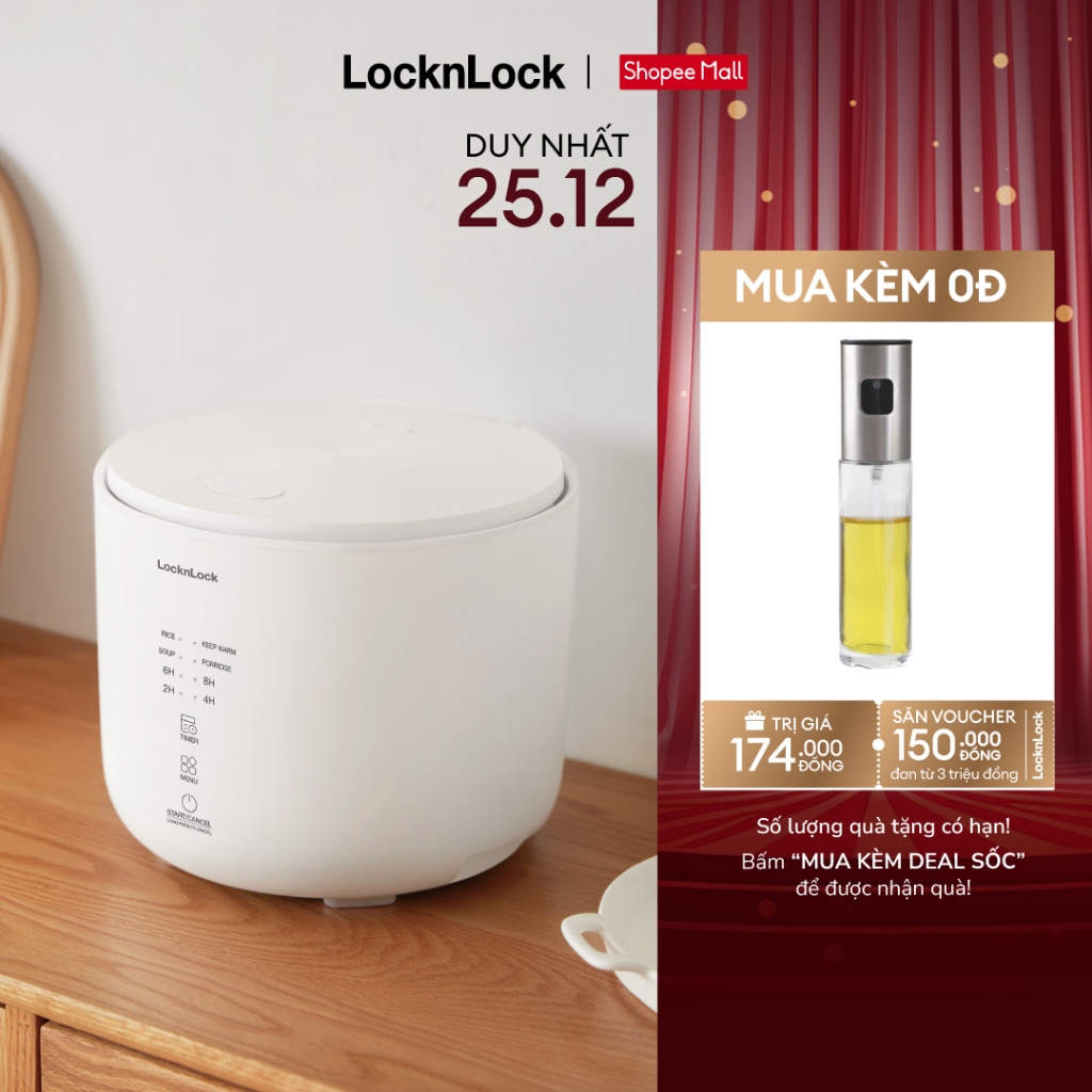 Nồi cơm điện đa chức năng Lock&Lock Bianco Donggeurami rice cooker 1L- Màu ngà EJR334IVY