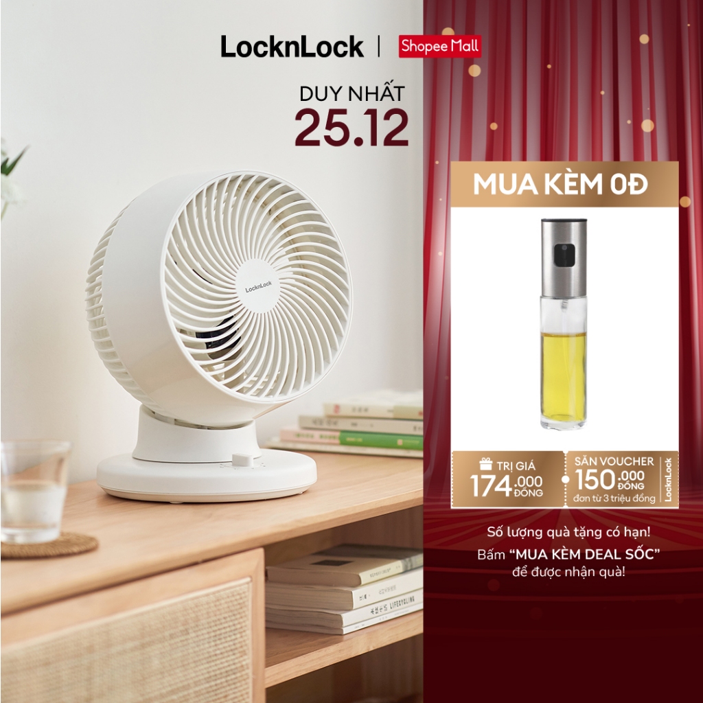 Quạt tuần hoàn không khí Lock&Lock Bianco Desktop circulation fan Màu ngà ENF156IVY
