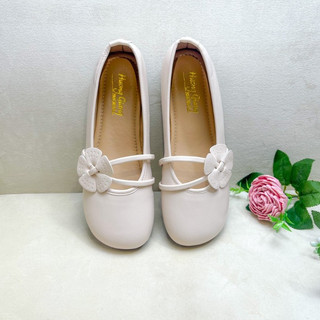 Giày búp bê nữ đế bệt cao su dẻo da mềm quai đính hoa dễ thương Shoes Giày Bệt