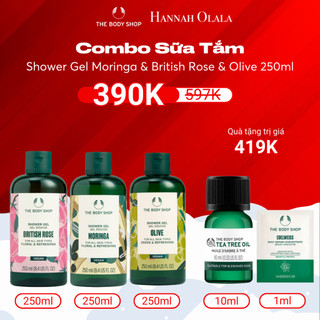 Combo sữa tắm the body shop shower gel moringa & british rose & olive 250ml