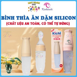 Bình thìa ăn dặm silicon cho bé Kichilachi 90ml có vạch chia ml tiện dụng