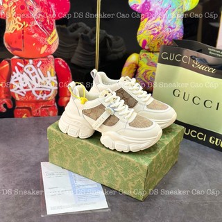 Giày thể thao nữ guccci độn đế monogram xám hàng qc xịn