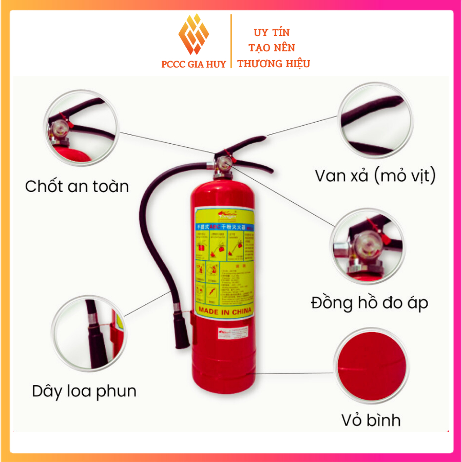 Bình cứu hoả, combo 1 bình chữa cháy bột 4kg+ kệ để bình pccc, tặng bộ nội quy tiêu lệnh, dùng cho gia đình và cơ sở nhỏ