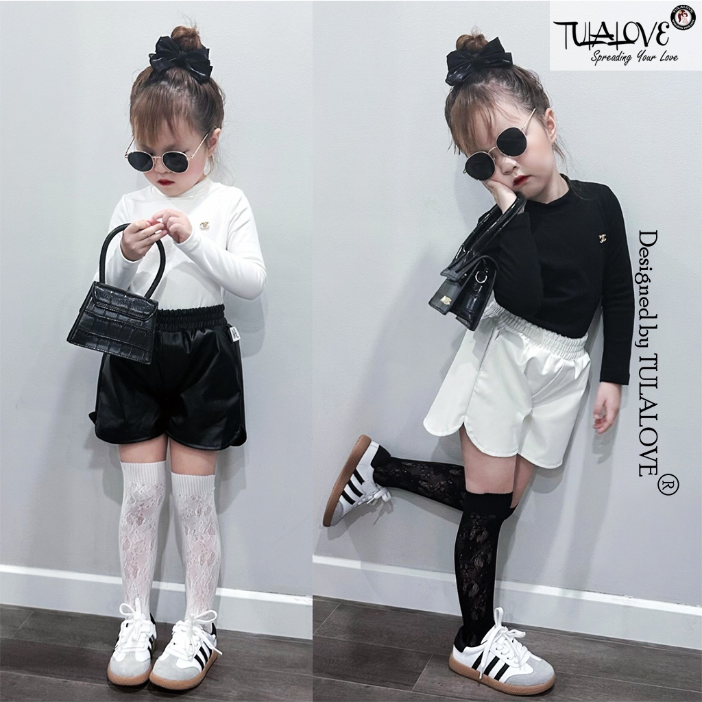 Quần Short Da Bé Gái Sành Điệu Cực Sang Tulalove, Quần Sooc Bé Gái Vải Da