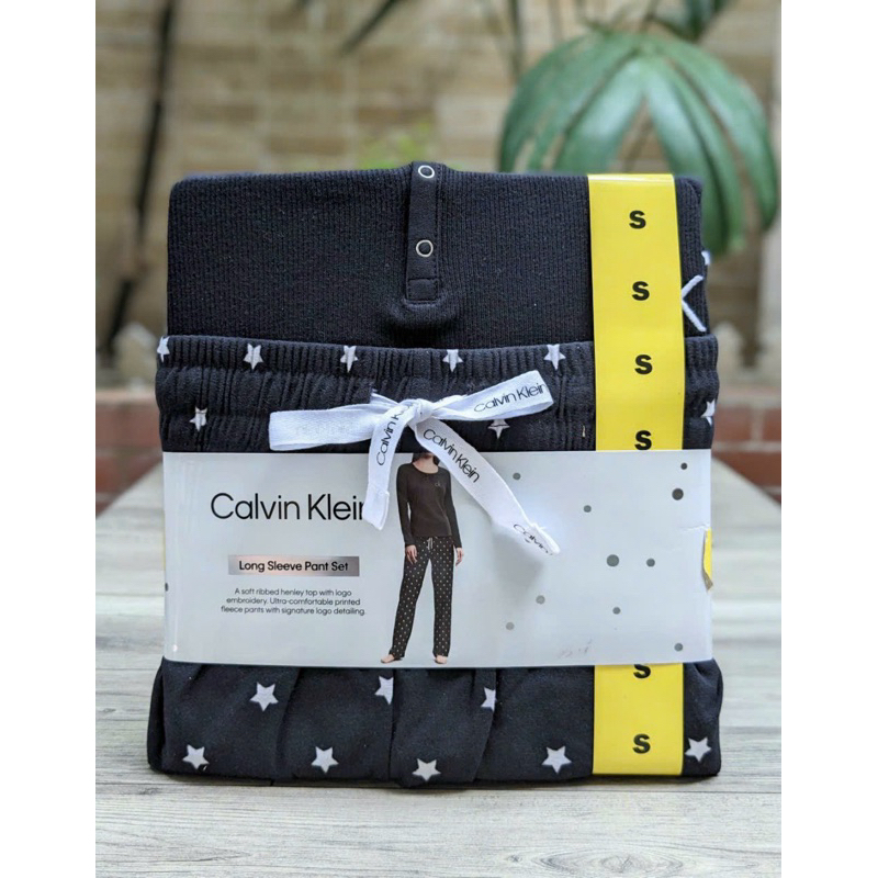 BỘ PAJAMA CALVIN KLEIN WOMEN’S LONG SLEEVE SHIRT ANHD PANT 2PIECE PAJAMA SET