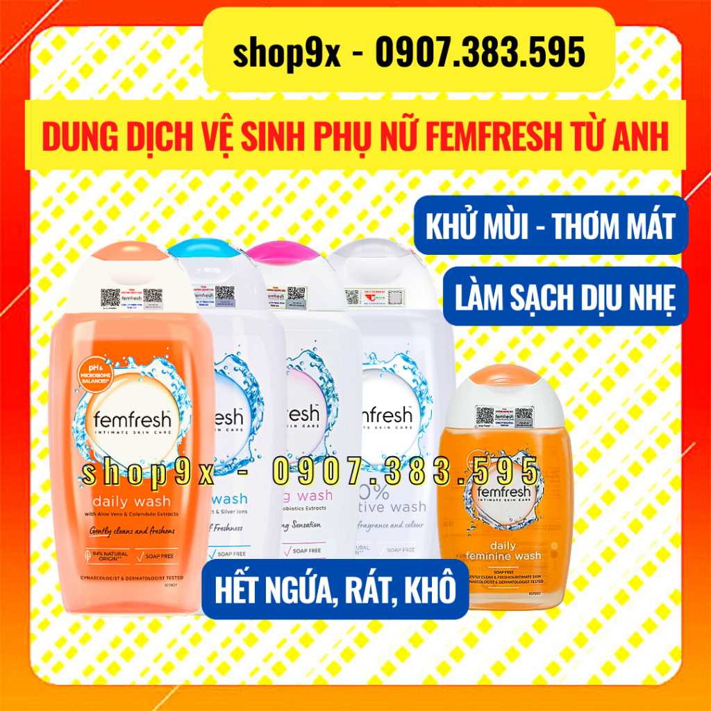 Dung dịch vệ sinh phụ nữ Femfresh Daily Intimate Wash Sạch Thơm Tươi Mát Từ Anh 250ml // Shop9X