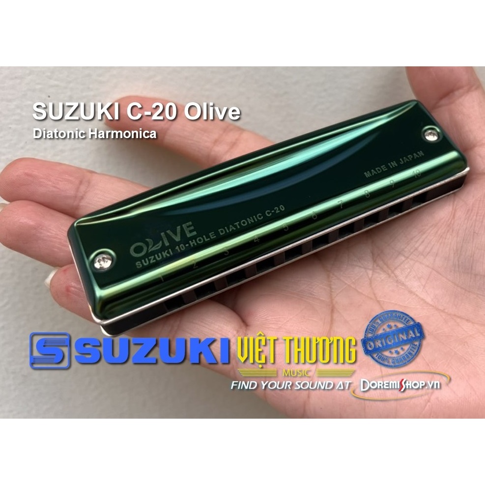 Kèn khẩu cầm Suzuki Diatonic Harmonica C20 Olive key C - made in Japan