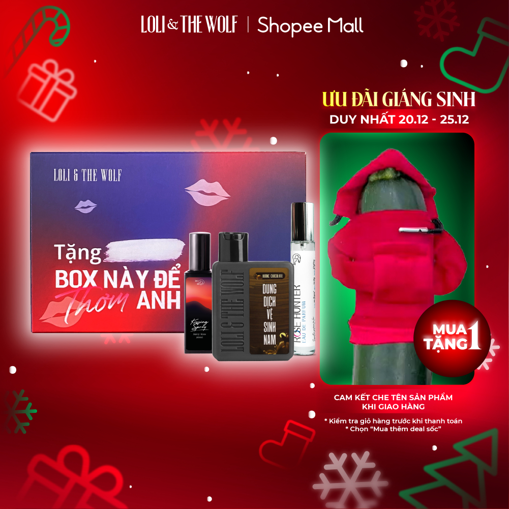 Bộ Quà Tặng Nam Giới BOX THƠM ANH Loli & The Wolf - Dung Dịch Vệ Sinh Nam 80ml & Nước Hoa 10ml & Xịt Thơm Miệng 20ml