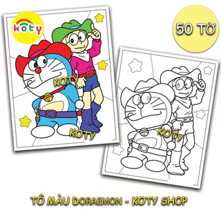 Tranh tô màu cho bé - 50 tờ chủ đề tô màu doraemon - doremon tm19