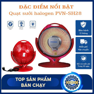 Quạt Sưởi Halogen POVENA PVN-SH28 Đèn Sưởi Máy Sưởi Mini Chính Hãng Bảo Hành 12 Tháng