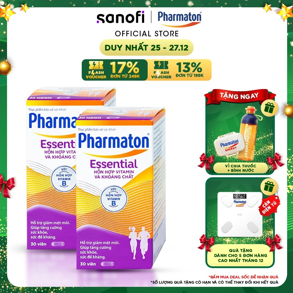 Bộ 2 Lọ Thực Phẩm Bảo Vệ Sức Khỏe Pharmaton Essential 30 Viên/Lọ