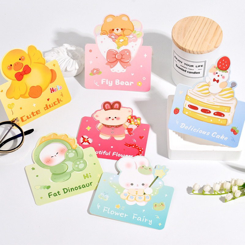 Thiệp chúc mừng sinh nhật, cảm ơn họa tiết hoạt hình dễ thương