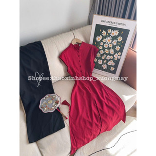 SET ÁO ĐỎ DÀI + QUẦN SUÔNG ĐEN