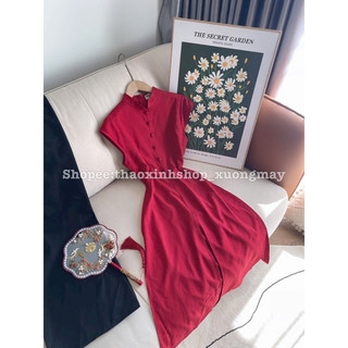 SET ÁO ĐỎ DÀI + QUẦN SUÔNG ĐEN
