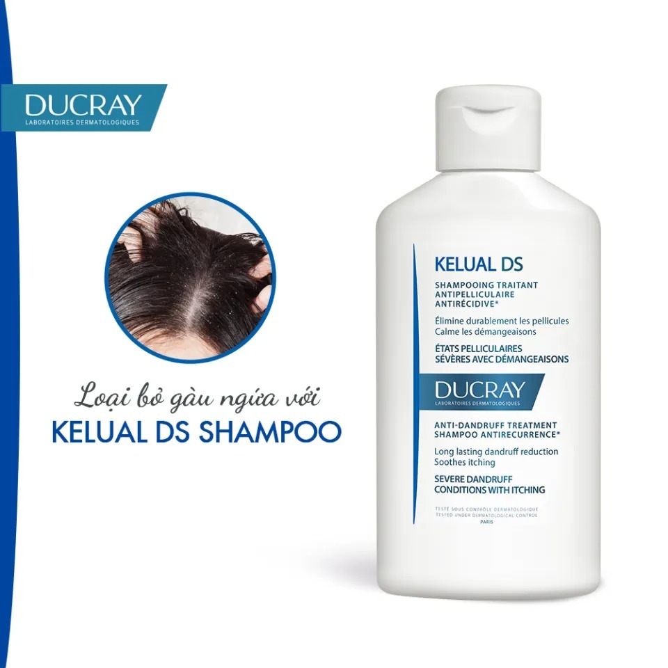 Dầu Gội Ducray Kelual DS Shampoo Giảm Gàu, Ngăn Ngừa Gàu Tái Phát 100ml