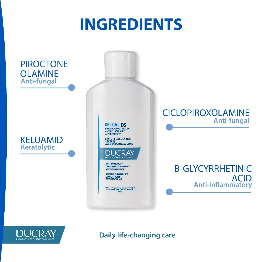 Dầu Gội Ducray Kelual DS Shampoo Giảm Gàu, Ngăn Ngừa Gàu Tái Phát 100ml