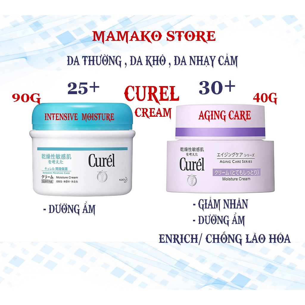 Kem dưỡng da Moisture cream Curel/ da thường , da khô , da nhạy cảm / màu xanh lá 25+, màu tím 35+/ #curel