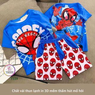 26-31kg Bộ đồ đùi cho bé trai size đại chất thun lạnh in 3D mềm mát T339