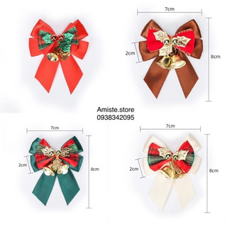 Nơ chuông giáng sinh Noel gói quà treo cây tùng cây thông làm đồ handmade, vòng nguyệt quế