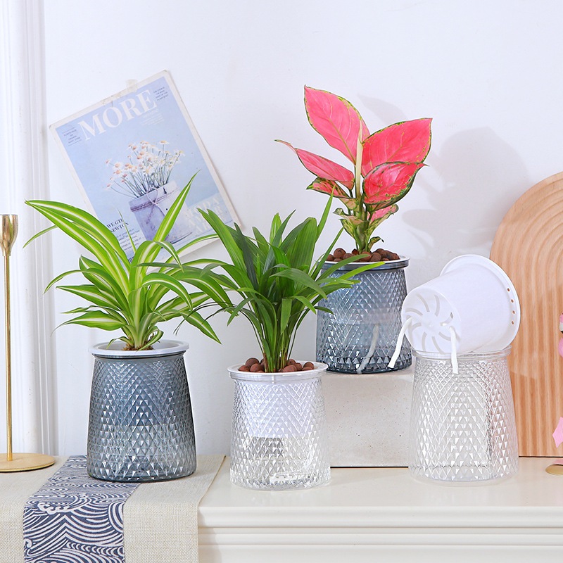 Chậu nhựa bán thuỷ sinh chuyên dùng cho cây để bàn, cây cảnh mini