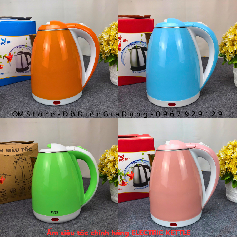 Ấm Siêu Tốc Đun Nước Electric Kettle Hàng Chính Hãng , Bình đun nước siêu tốc inox Electric Kettle đun nhanh QM Store